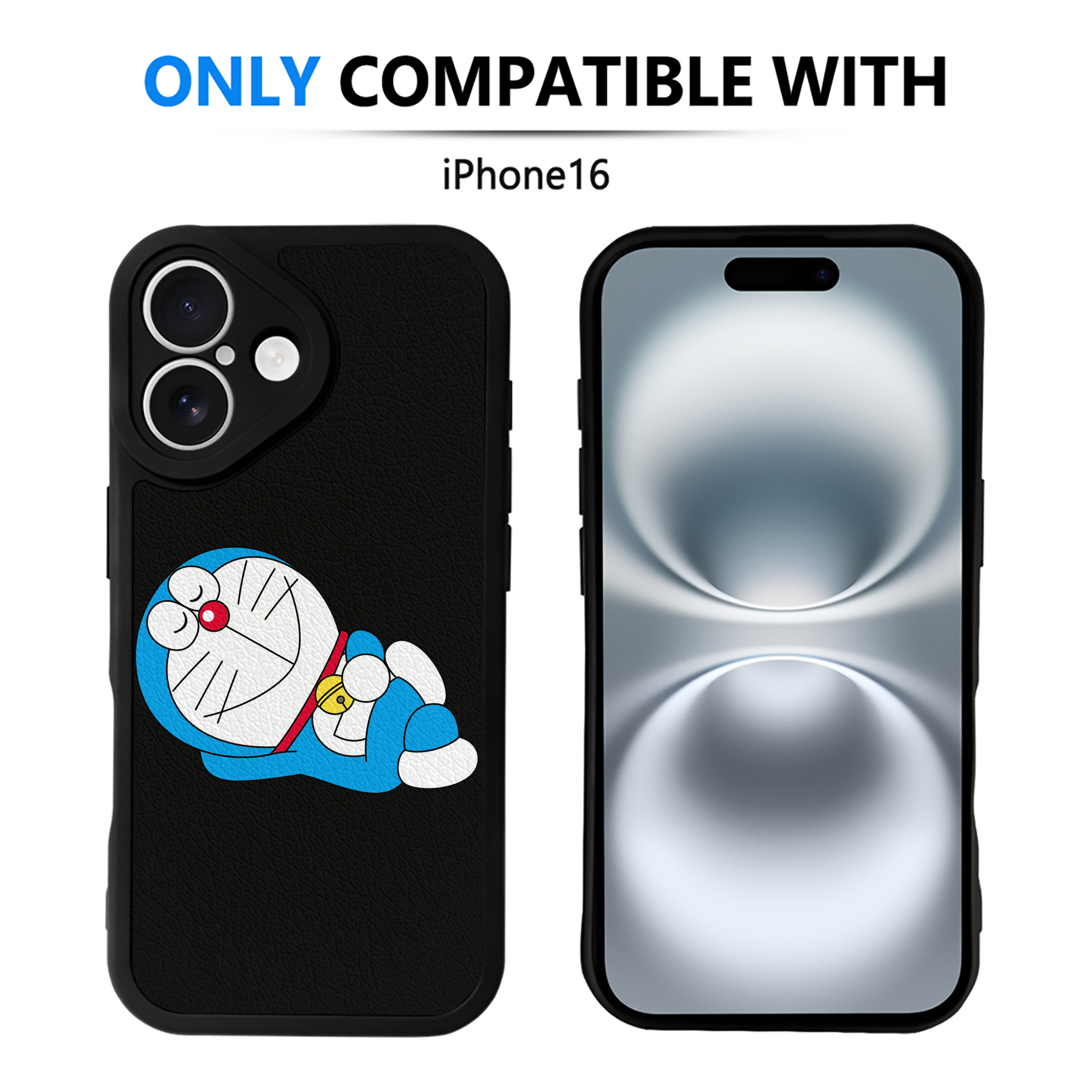 （画像用） ドラえもん Doraemon 【iPhone 16シリーズ対応】シリコンスマホケース（レザー調） 材質：シリコン